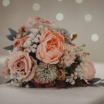 Elegant bouquet with pink roses and greenery