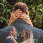 Wedding portrait merged with a nature background