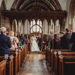 Wedding ceremony in a historic church.