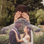 Wedding couple with nature overlay effect