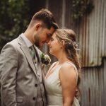 Romantic couple embracing outdoors