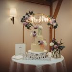 Elegant wedding cake with floral decorations