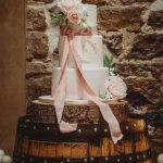 Elegant wedding cake with floral decorations