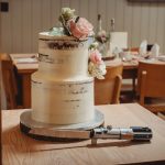 Wedding cake with lightsaber-style knife