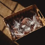 Basket of potpourri bags on wooden floor