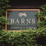 The Barns sign for weddings and events venue.