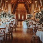 Elegant wedding reception with floral decorations