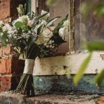 Elegant bouquet on rustic windowsill