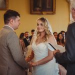 Wedding ceremony with couple exchanging vows