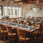 Elegant table setting in stylish dining room.