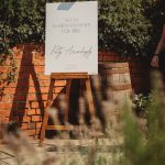 Wedding welcome sign in garden setting